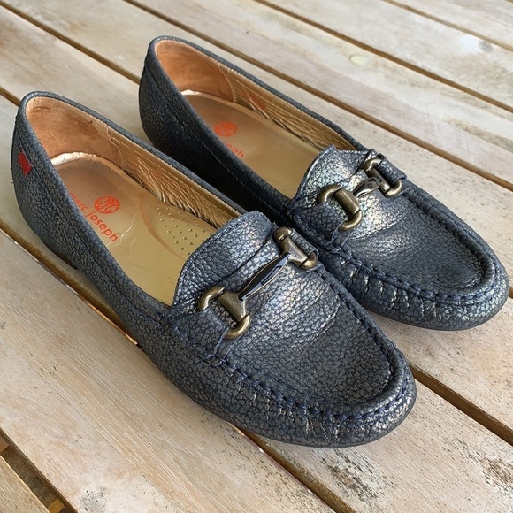 MARC JOSEPH Blue Metallic Textured Loafers - Picture 2 of 7